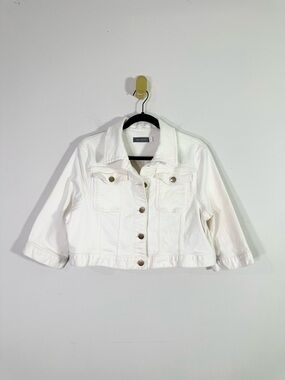 Mint Velvet White Cropped Half Sleeve Denim Jacket